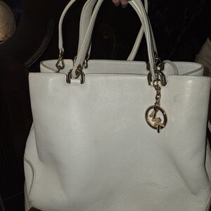 Michael Kors Cream Tote with Gold Accents